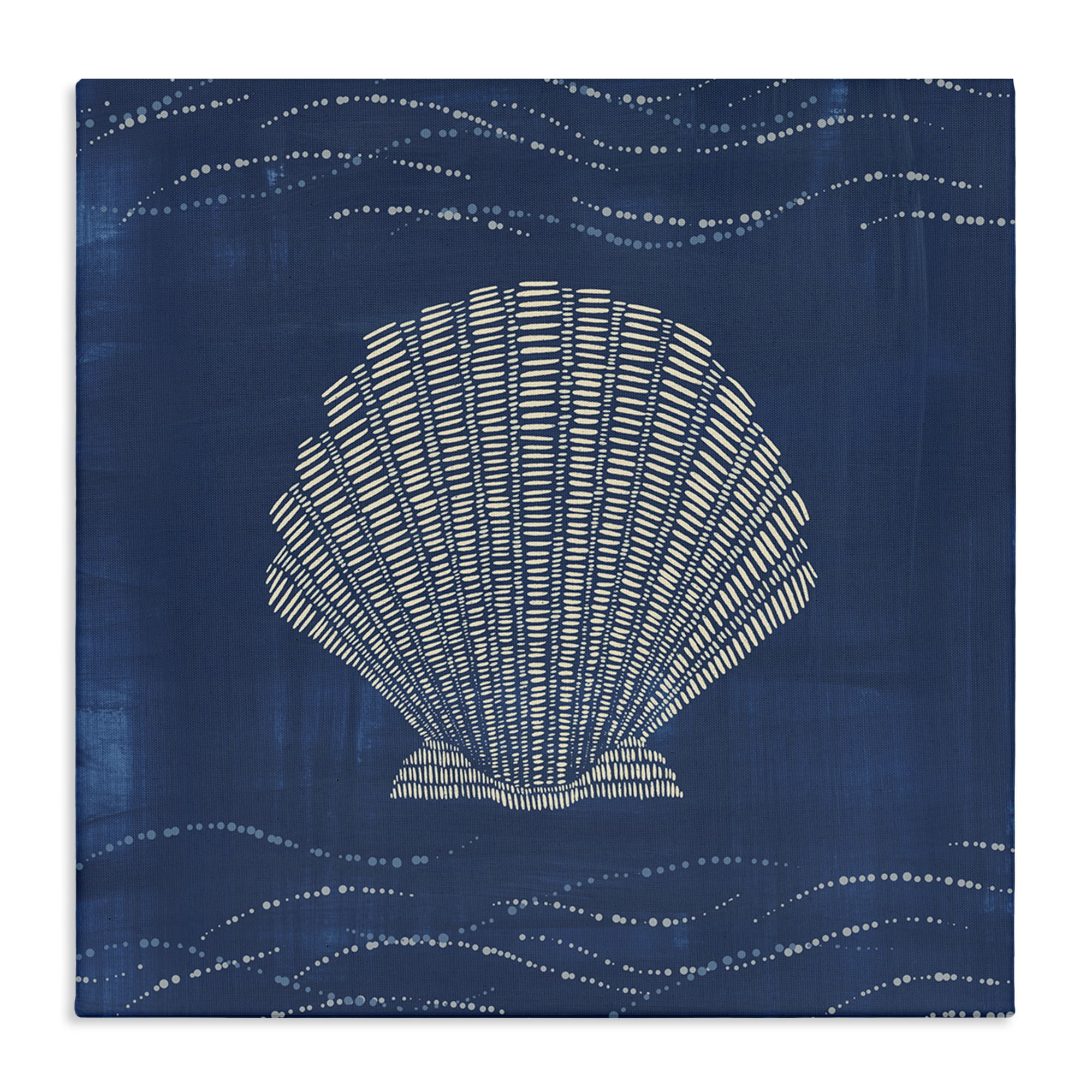 Stupell Industries Clam Shell on Blue Coastal Painting Gallery Wrapped Canvas Art Print Wall Art, 17 x 17