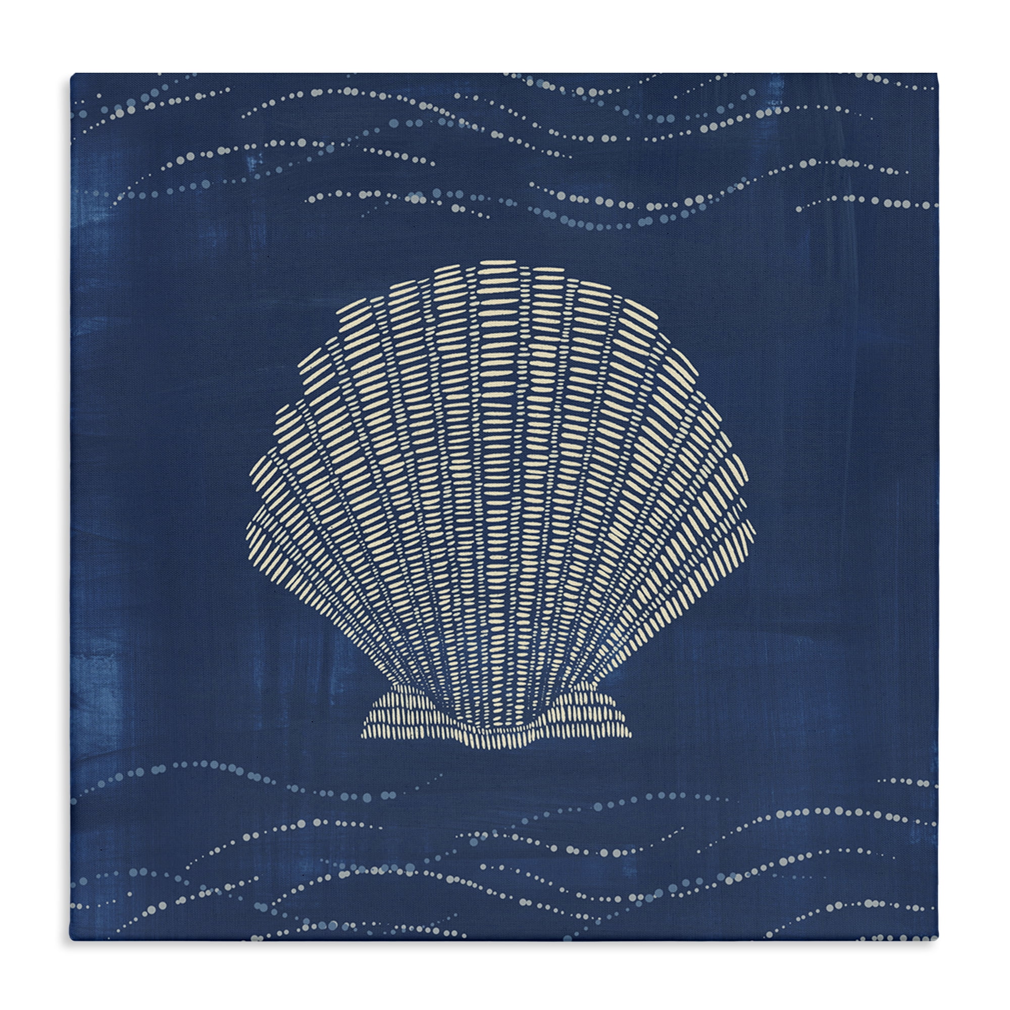 Stupell Industries Clam Shell on Blue Coastal Painting Gallery Wrapped Canvas Art Print Wall Art, 30 x 30