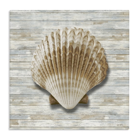 Stupell Industries Clam Shell on Shiplap Canvas Wall Art design by Amber Sterling, 36 x 36