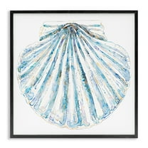 Stupell Industries Clam Shell on White Coastal Painting Black Framed Art Print Wall Art, 12 x 12