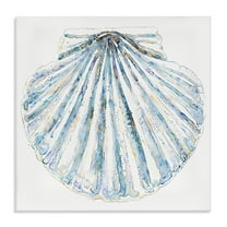 Stupell Industries Clam Shell on White Coastal Painting Gallery Wrapped Canvas Art Print Wall Art, 17 x 17