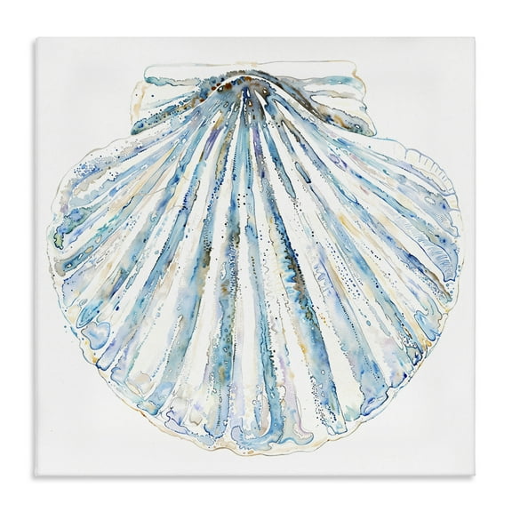 Stupell Industries Clam Shell on White Coastal Painting Gallery Wrapped Canvas Art Print Wall Art, 17 x 17