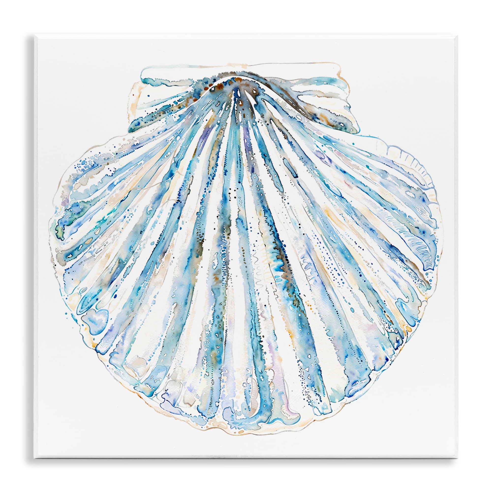Stupell Industries Clam Shell on White Coastal Painting Unframed Art Print Wall Art, 12 x 12