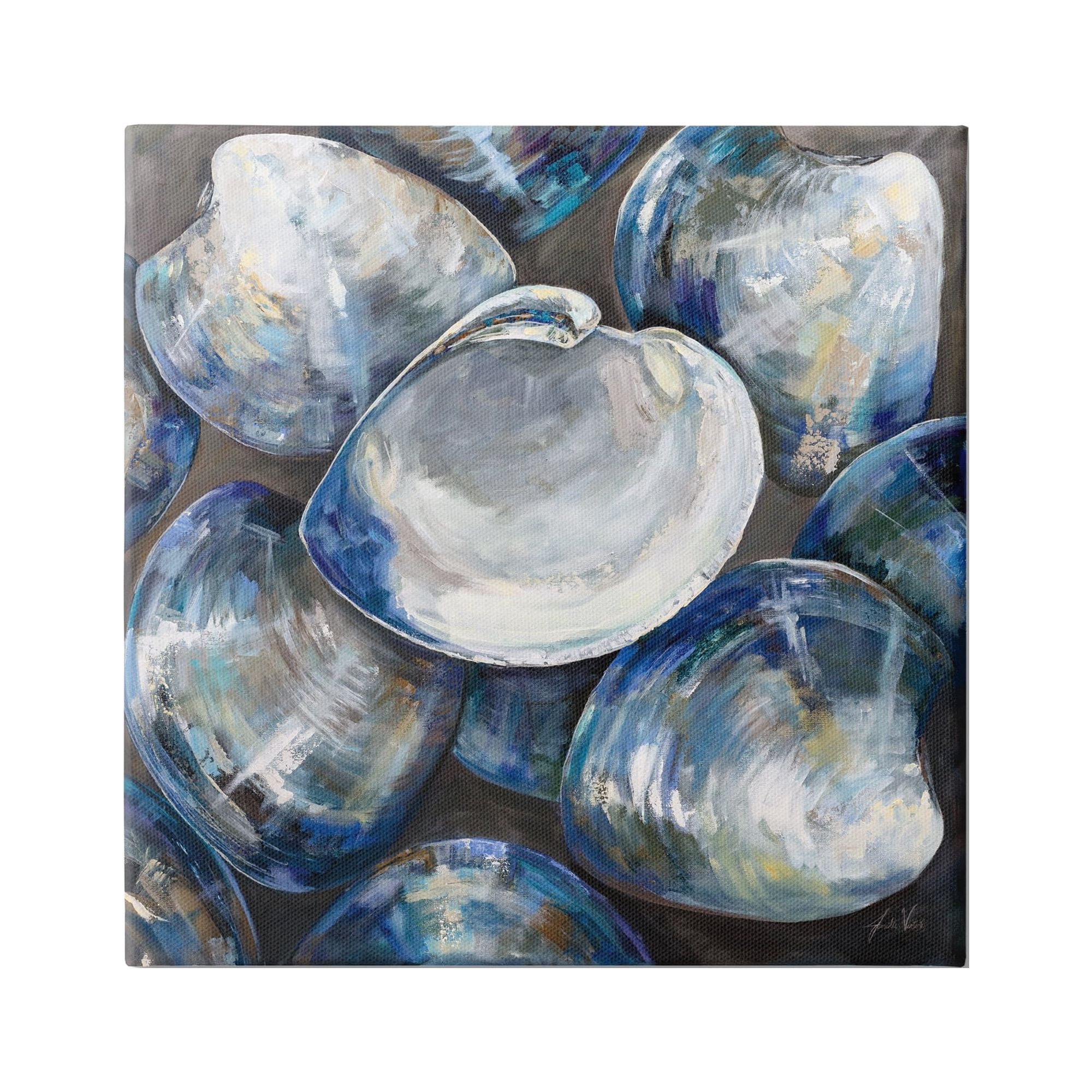 Stupell Industries Clam Shells Painting Animals & Insects Painting Gallery Wrapped Canvas Print Wall Art, 30 x 30