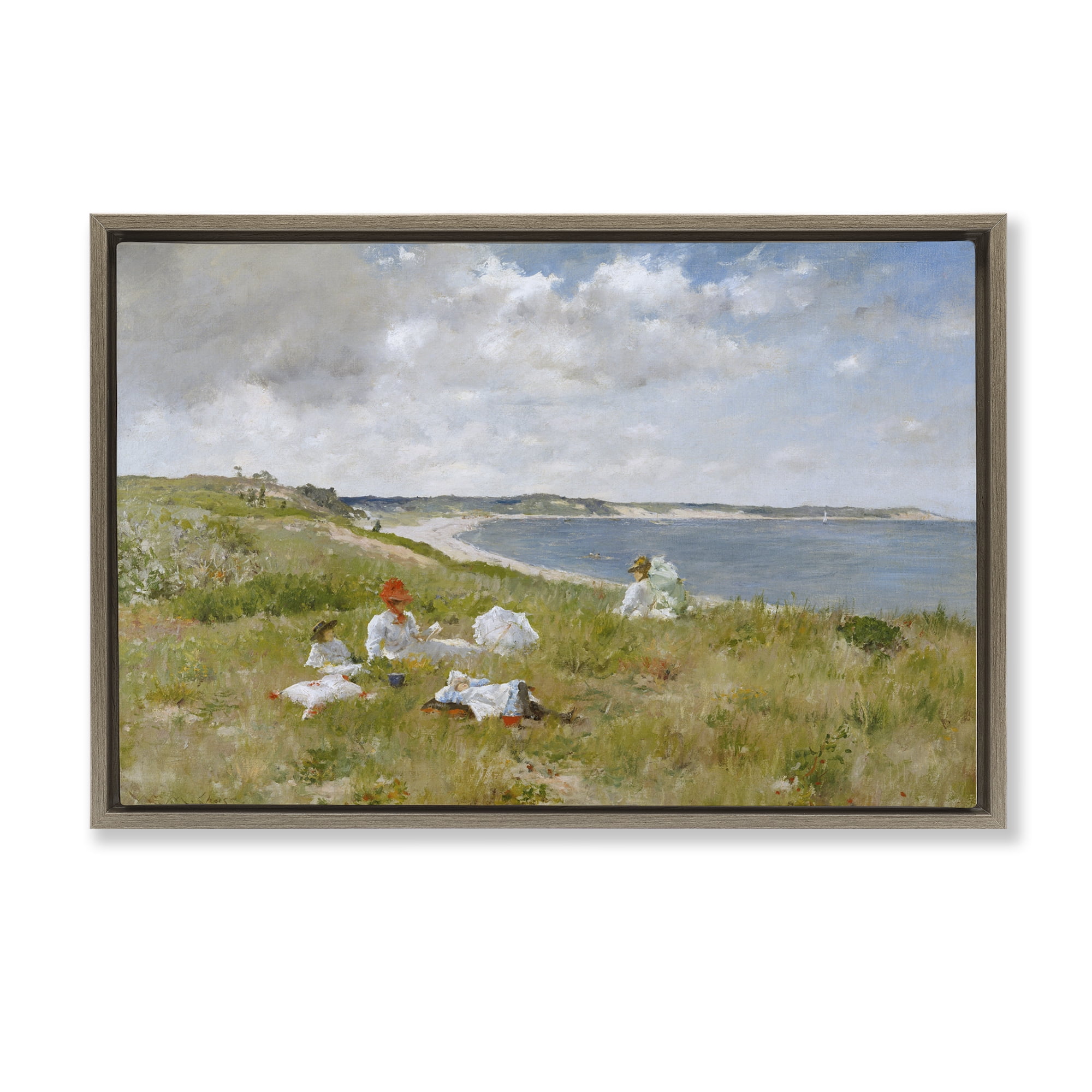 Stupell Industries Clasical Idle Hours Painting Landscape & Nature Painting Brown Floater Framed Canvas Art Print Wall Art, 31 x 21