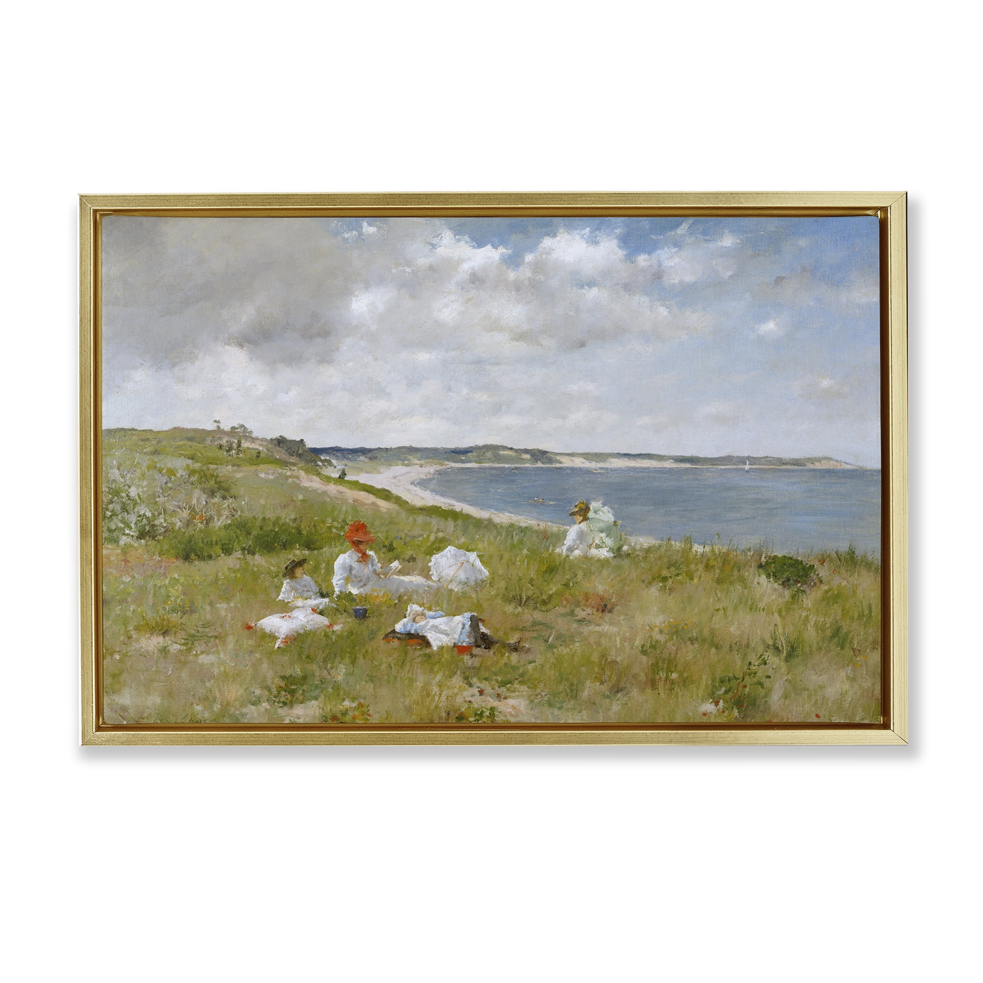 Stupell Industries Clasical Idle Hours Painting Landscape & Nature Painting Gold Floater Framed Canvas Art Print Wall Art, 25 x 17