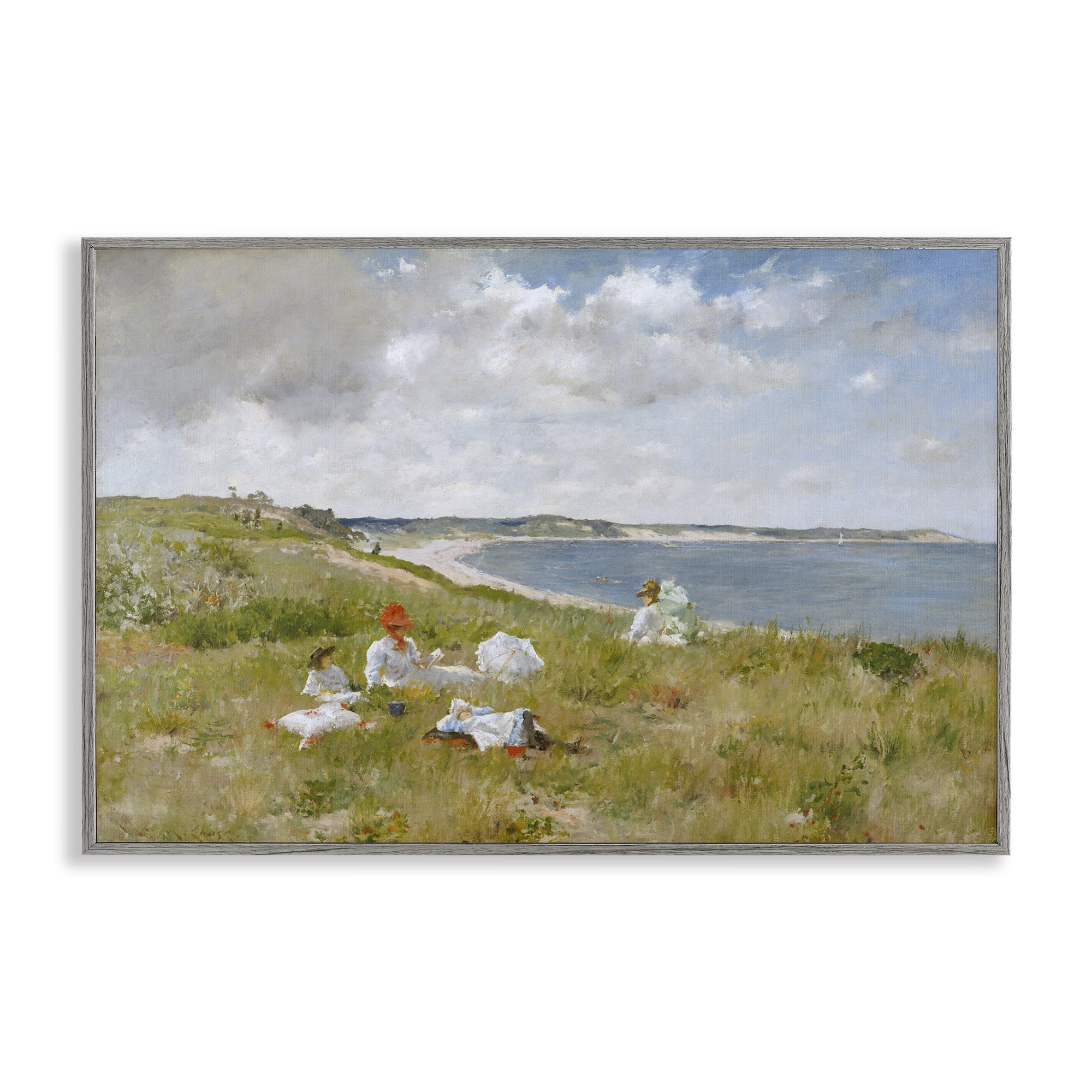 Stupell Industries Clasical Idle Hours Painting Landscape & Nature Painting Gray Framed Art Print Wall Art, 30 x 20