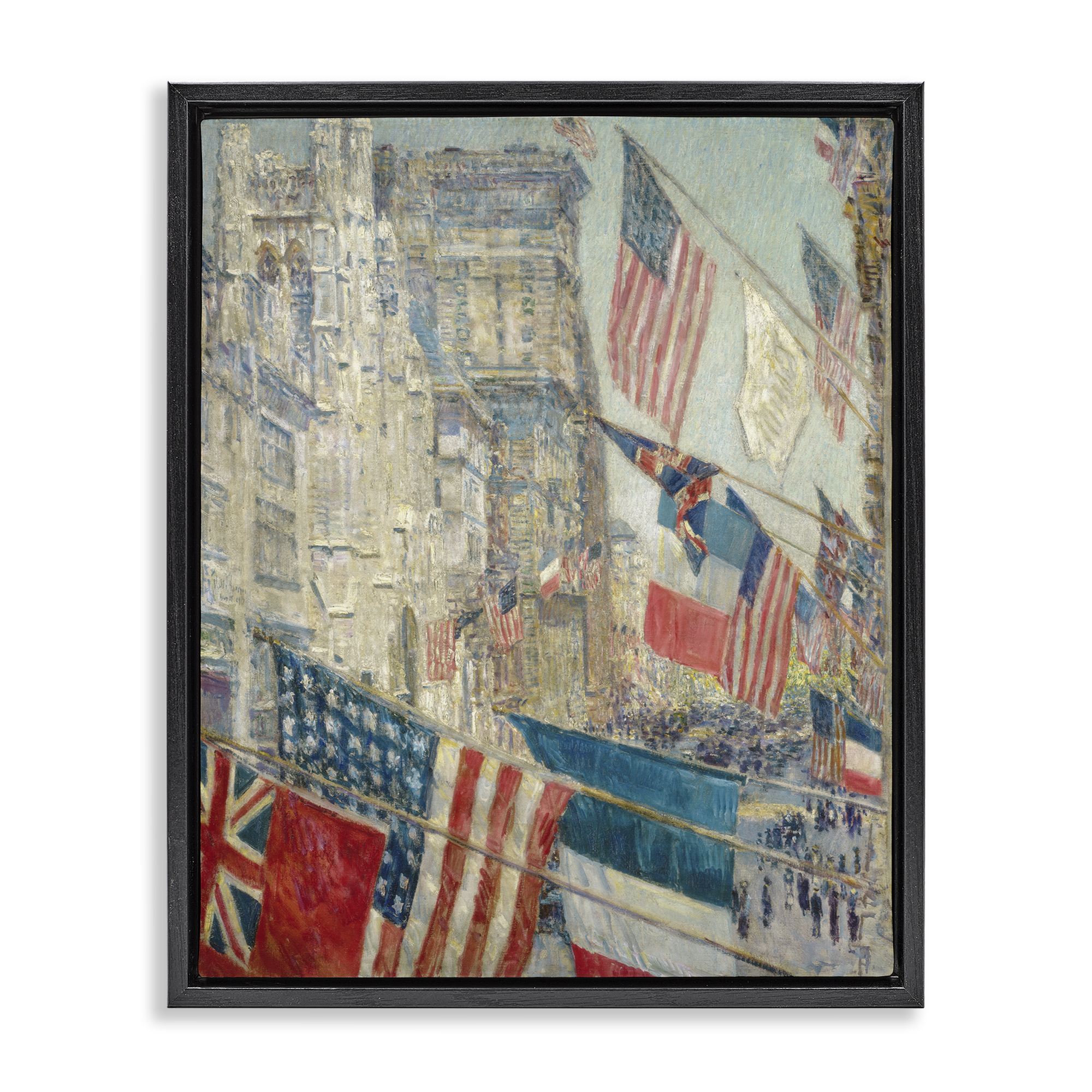 Stupell Industries Classic Americana Flags Patriotic Painting Black Floater Framed Canvas Art Print Wall Art, 25 x 31