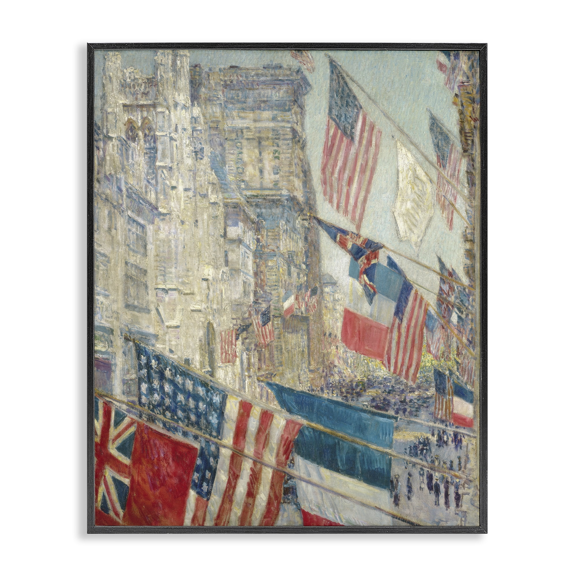 Stupell Industries Classic Americana Flags Patriotic Painting Black Framed Art Print Wall Art, 24 x 30