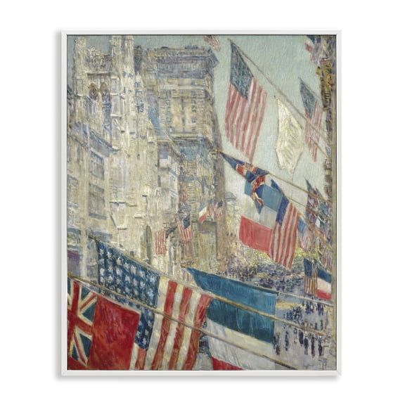 Stupell Industries Classic Americana Flags Patriotic Painting White Framed Art Print Wall Art, 11 x 14