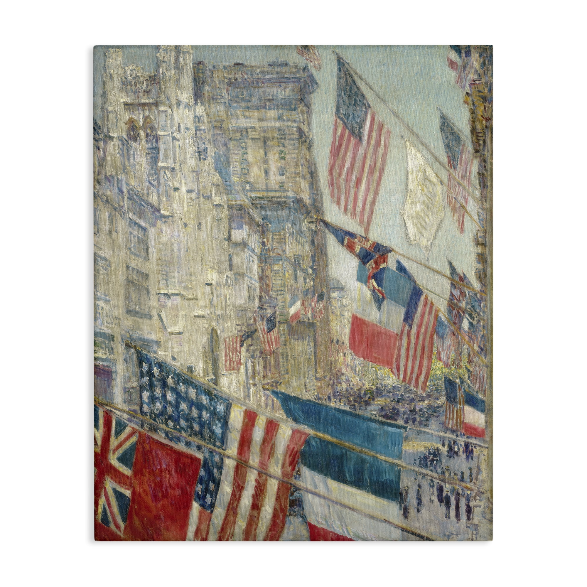 Stupell Industries Classic Americana Flags Patriotic Painting Wrapped Canvas Art Print Wall Art, 36 x 48