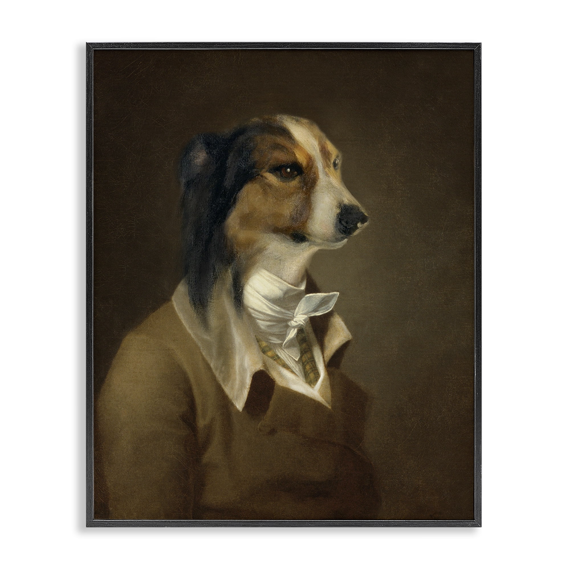 Stupell Industries Classic Attire Dog Portrait Animals & Insects Painting Black Framed Art Print Wall Art, 16 x 20