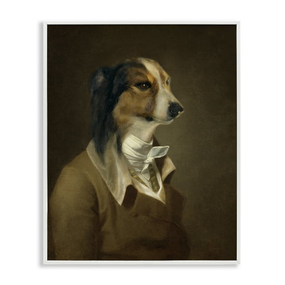 Stupell Industries Classic Attire Dog Portrait Animals & Insects Painting White Framed Art Print Wall Art, 16 x 20