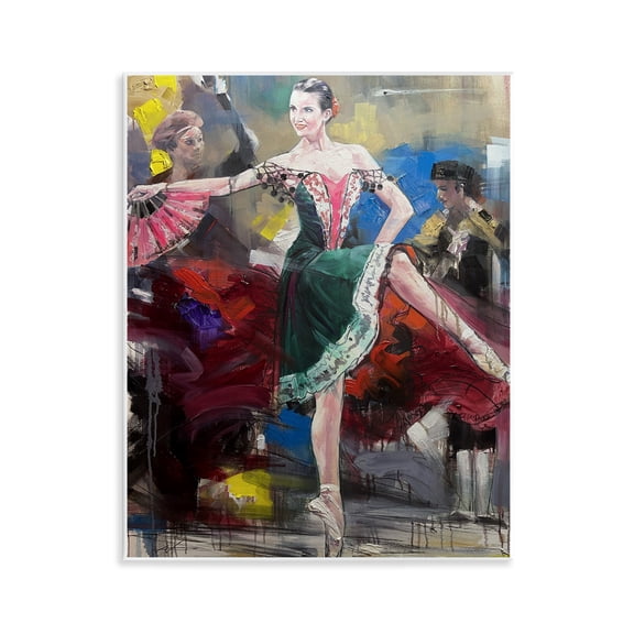 Stupell Industries Classic Ballerina on Stage People Painting Unframed Art Print Wall Art, 11 x 14