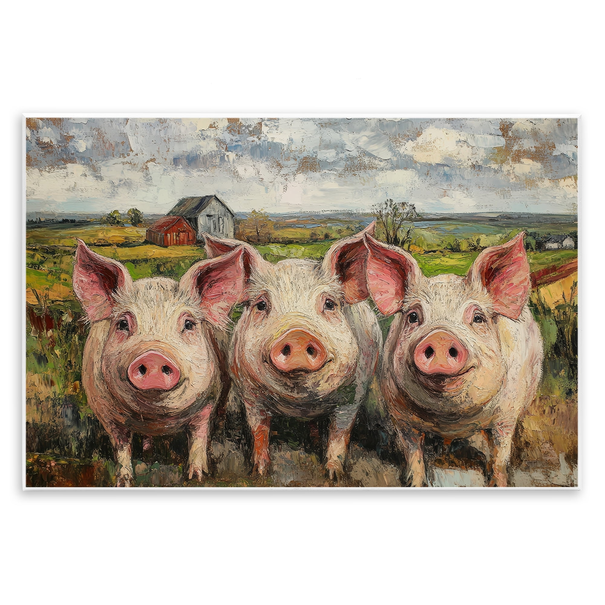 Stupell Industries Classic Barnyard Pigs in Countryside Wall Plaque Art, design by Petal Prints Design