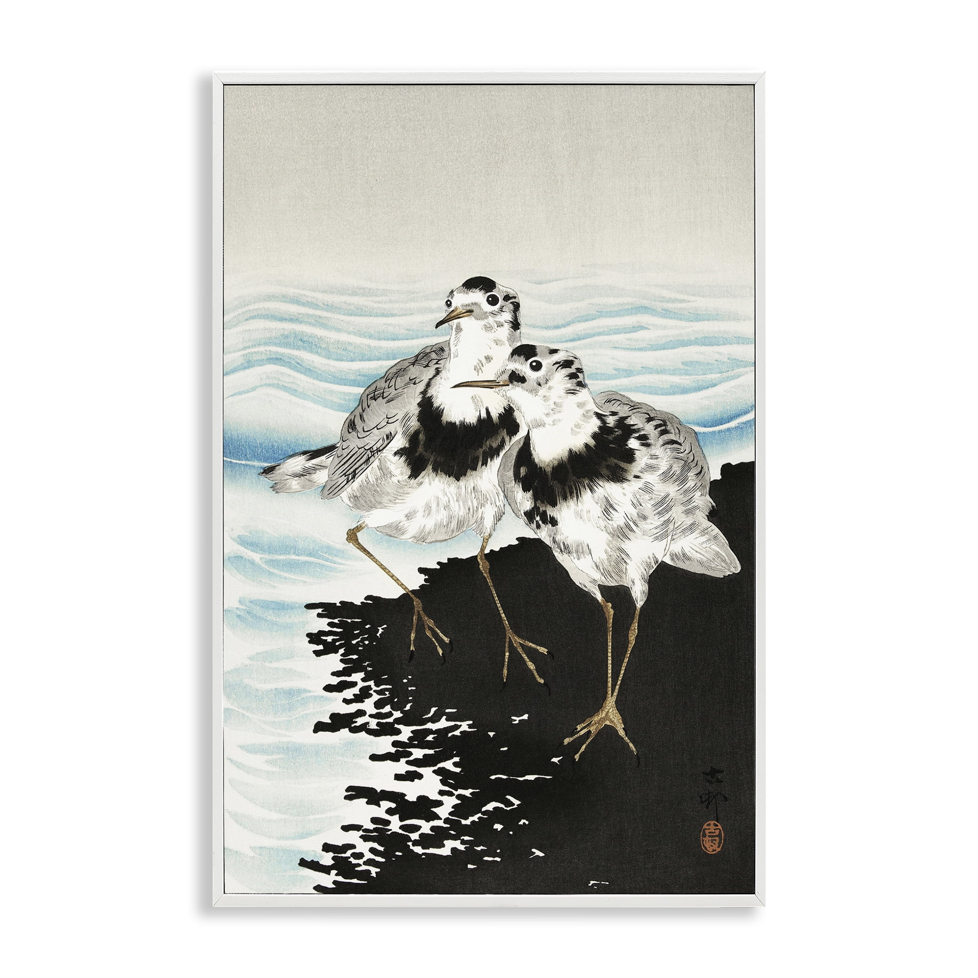 Stupell Industries Classic Beach Birds Animals Painting White Framed Art Print Wall Art, 20 x 30