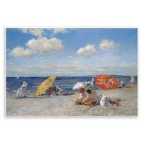 Stupell Industries Classic Beachgoers Scene Nautical & Beach Painting Unframed Art Print Wall Art, 15 x 10