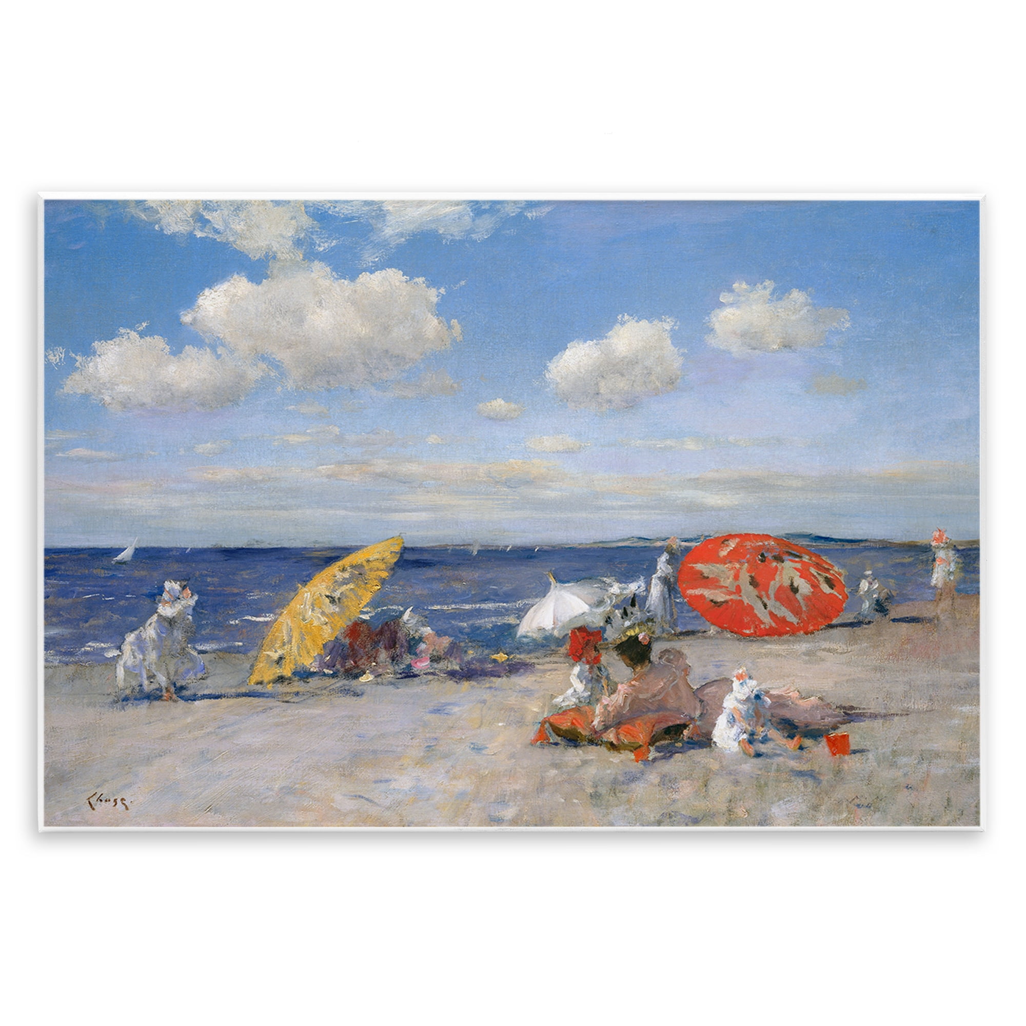 Stupell Industries Classic Beachgoers Scene Nautical & Beach Painting Unframed Art Print Wall Art, 19 x 13