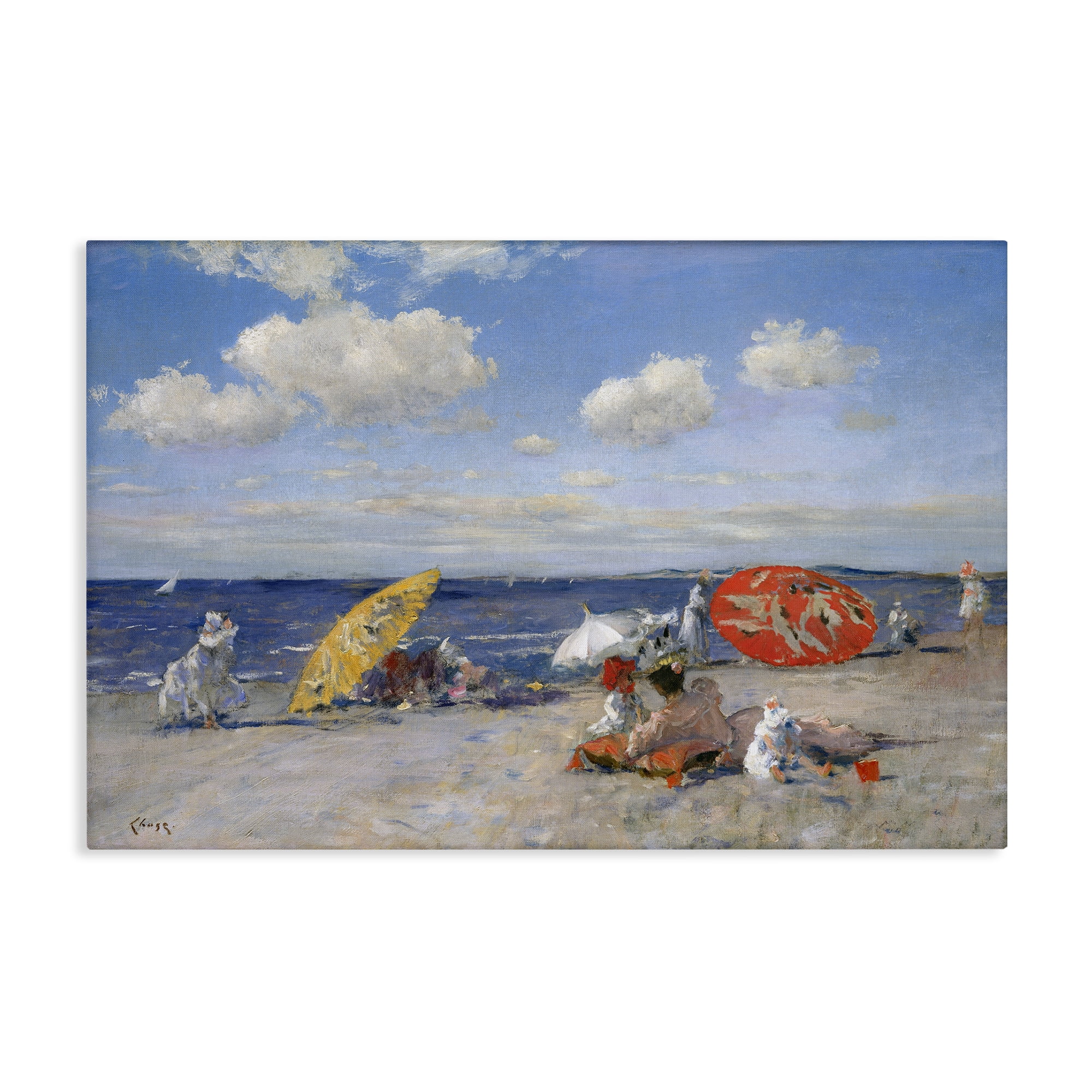 Stupell Industries Classic Beachgoers Scene Nautical & Beach Painting Wrapped Canvas Art Print Wall Art, 30 x 20