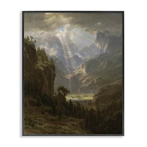 Stupell Industries Classic Bierstadt Rocky Mountains Landscape & Nature Painting Black Framed Art Print Wall Art, 24 x 30