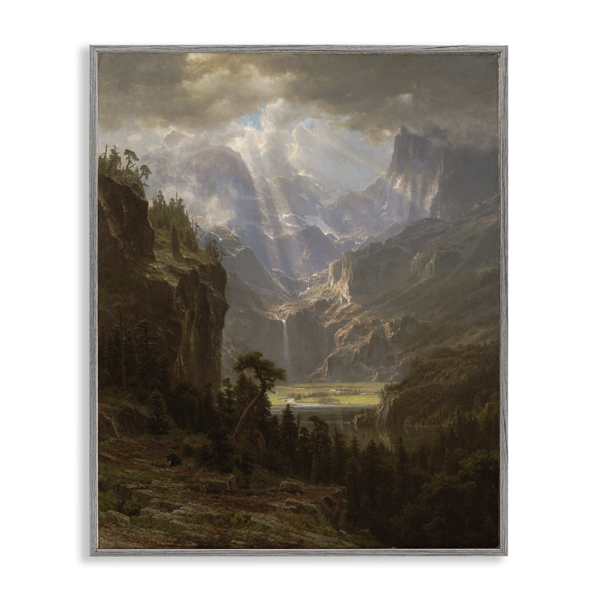 Stupell Industries Classic Bierstadt Rocky Mountains Landscape & Nature Painting Gray Framed Art Print Wall Art, 16 x 20