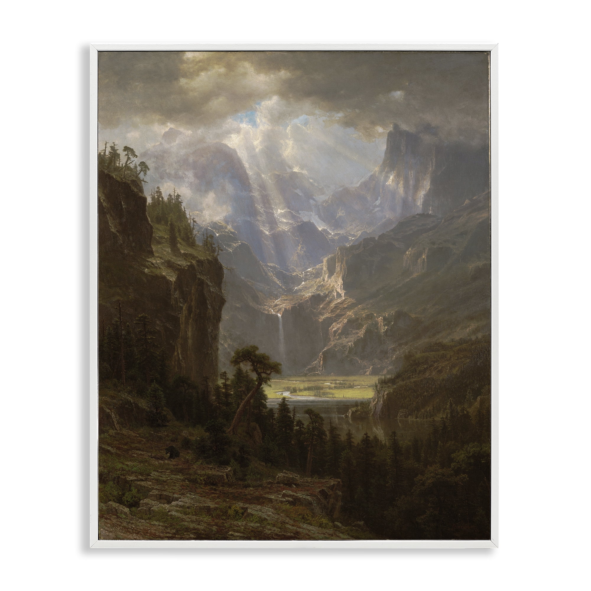 Stupell Industries Classic Bierstadt Rocky Mountains Landscape & Nature Painting White Framed Art Print Wall Art, 24 x 30