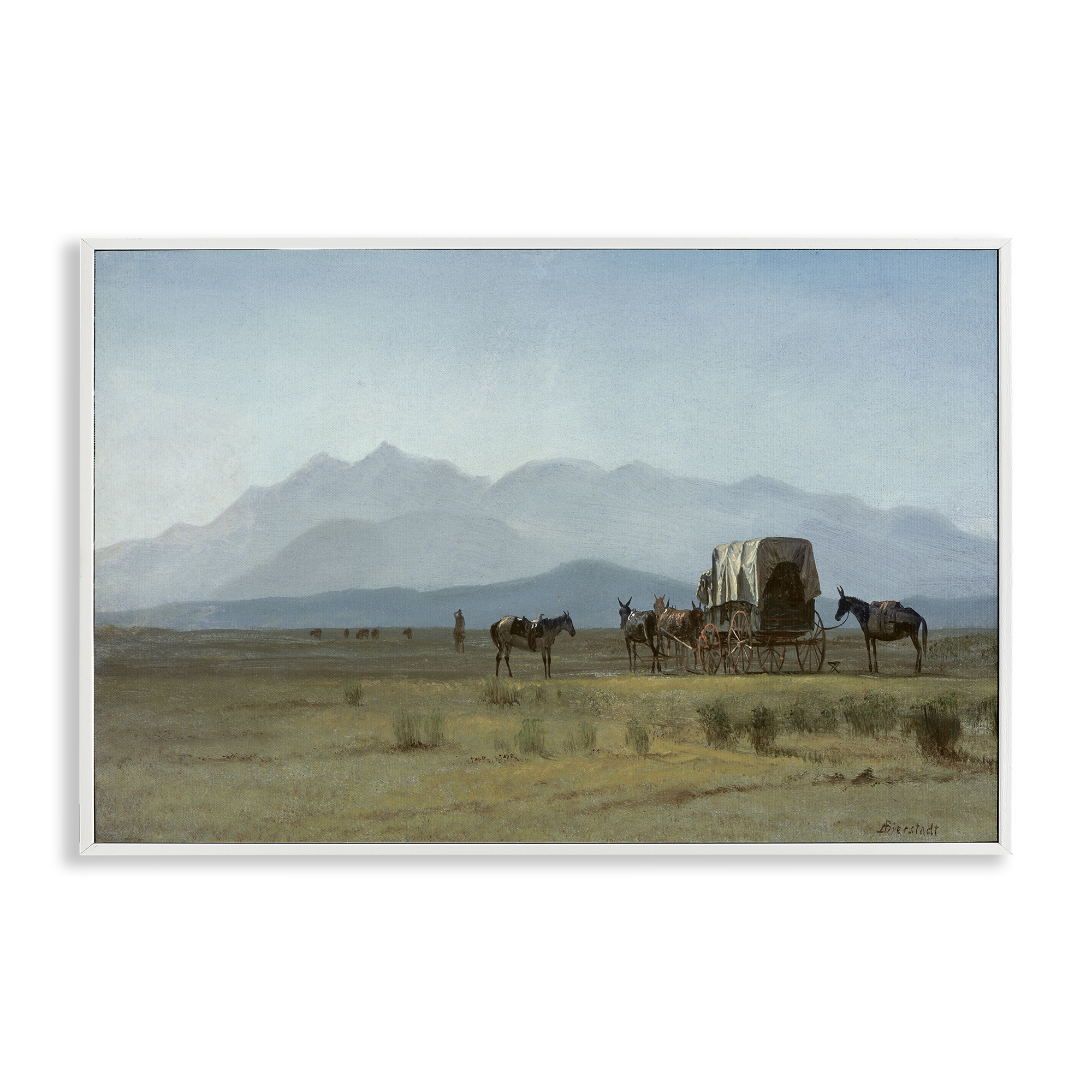 Stupell Industries Classic Bierstadt Surveyor's Wagon Landscape & Nature Painting White Framed Art Print Wall Art, 30 x 20