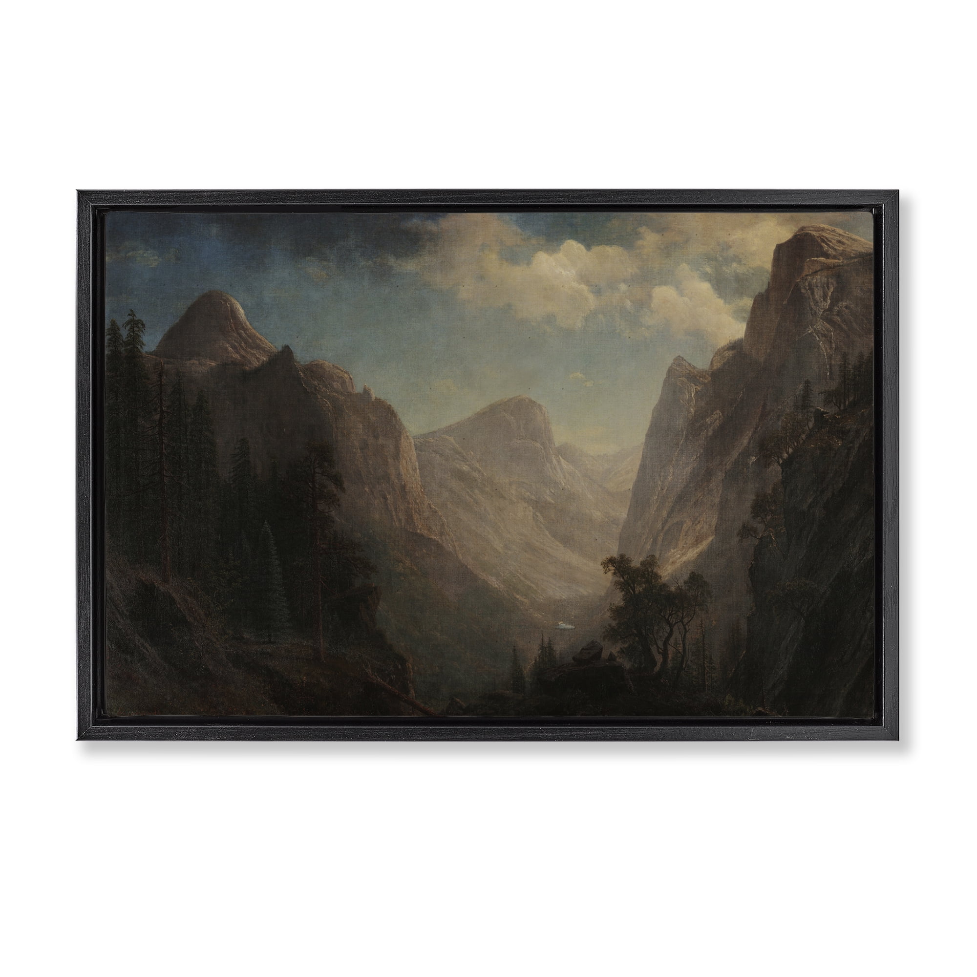 Stupell Industries Classic Bierstadt Valley Landscape Landscape & Nature Painting Black Floater Framed Canvas Art Print Wall Art, 25 x 17