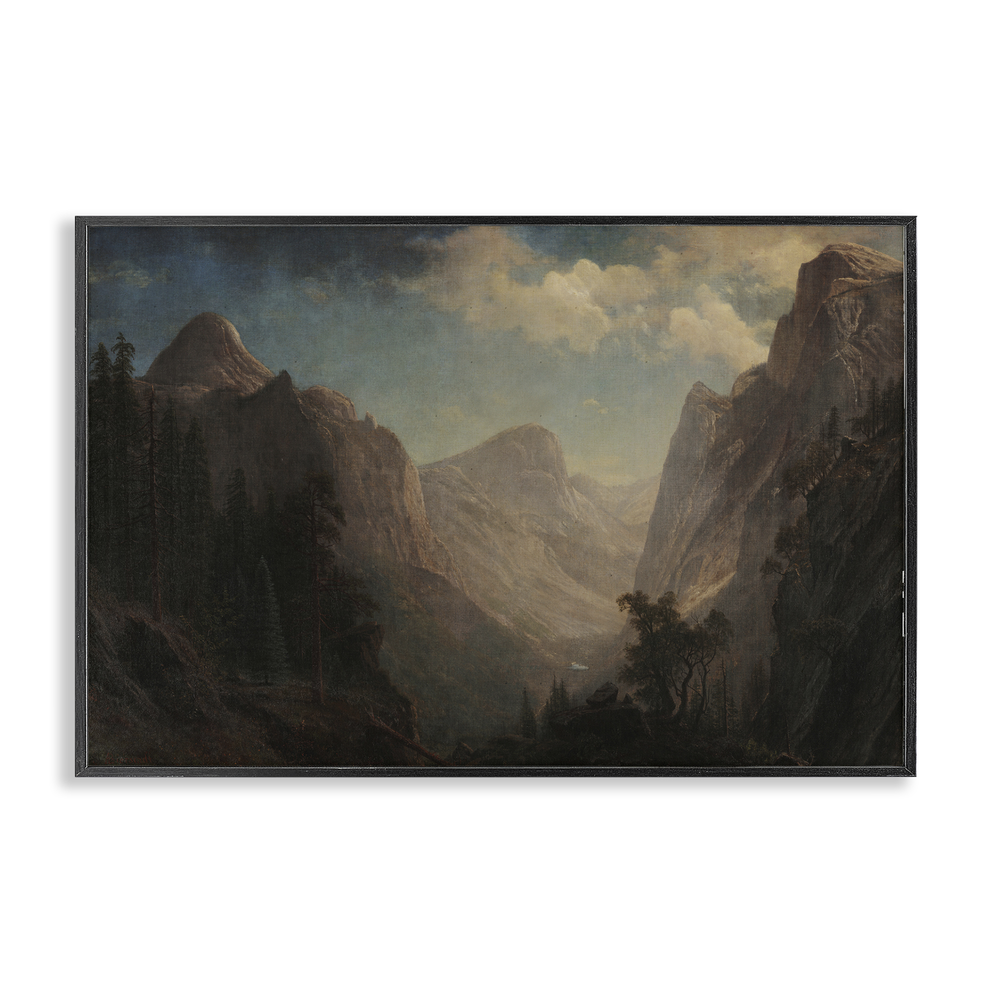 Stupell Industries Classic Bierstadt Valley Landscape Landscape & Nature Painting Black Framed Art Print Wall Art, 18 x 12