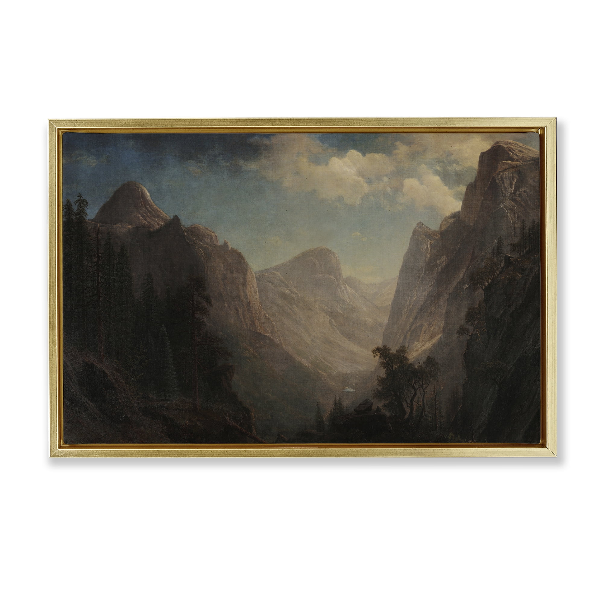 Stupell Industries Classic Bierstadt Valley Landscape Landscape & Nature Painting Gold Floater Framed Canvas Art Print Wall Art, 31 x 21
