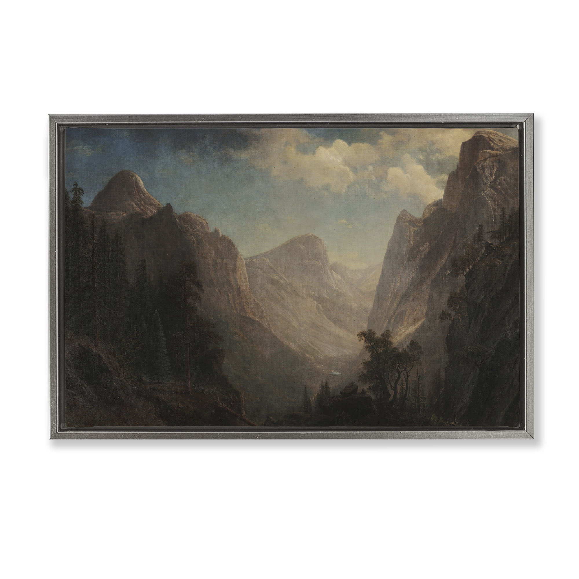 Stupell Industries Classic Bierstadt Valley Landscape Landscape & Nature Painting Gray Floater Framed Canvas Art Print Wall Art, 31 x 21