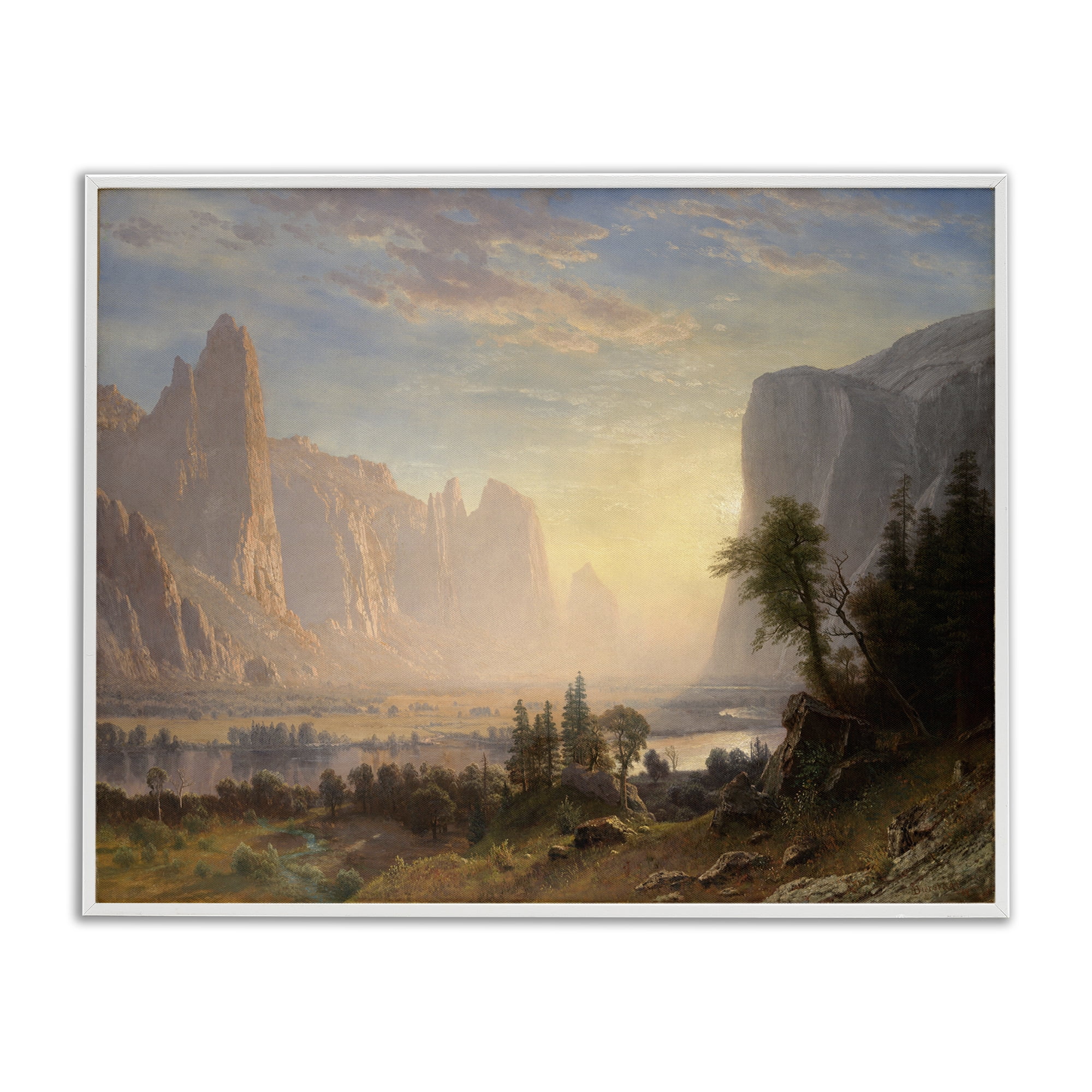 Stupell Industries Classic Bierstadt Valley of Yosemite Landscape & Nature Painting White Framed Art Print Wall Art, 30 x 24