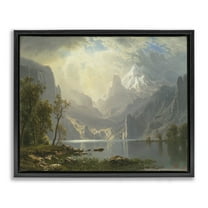 Stupell Industries Classic Bierstadt View on Mountain Landscape & Nature Painting Black Floater Framed Canvas Art Print Wall Art, 21 x 17