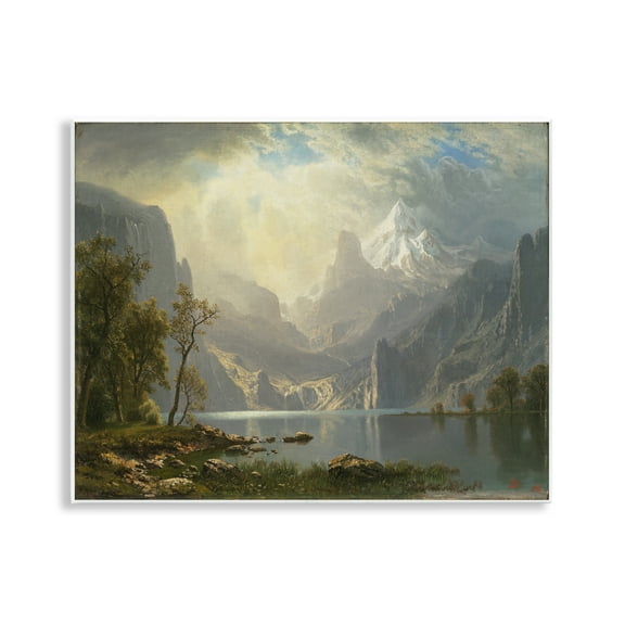 Stupell Industries Classic Bierstadt View on Mountain Landscape & Nature Painting Unframed Art Print Wall Art, 14 x 11