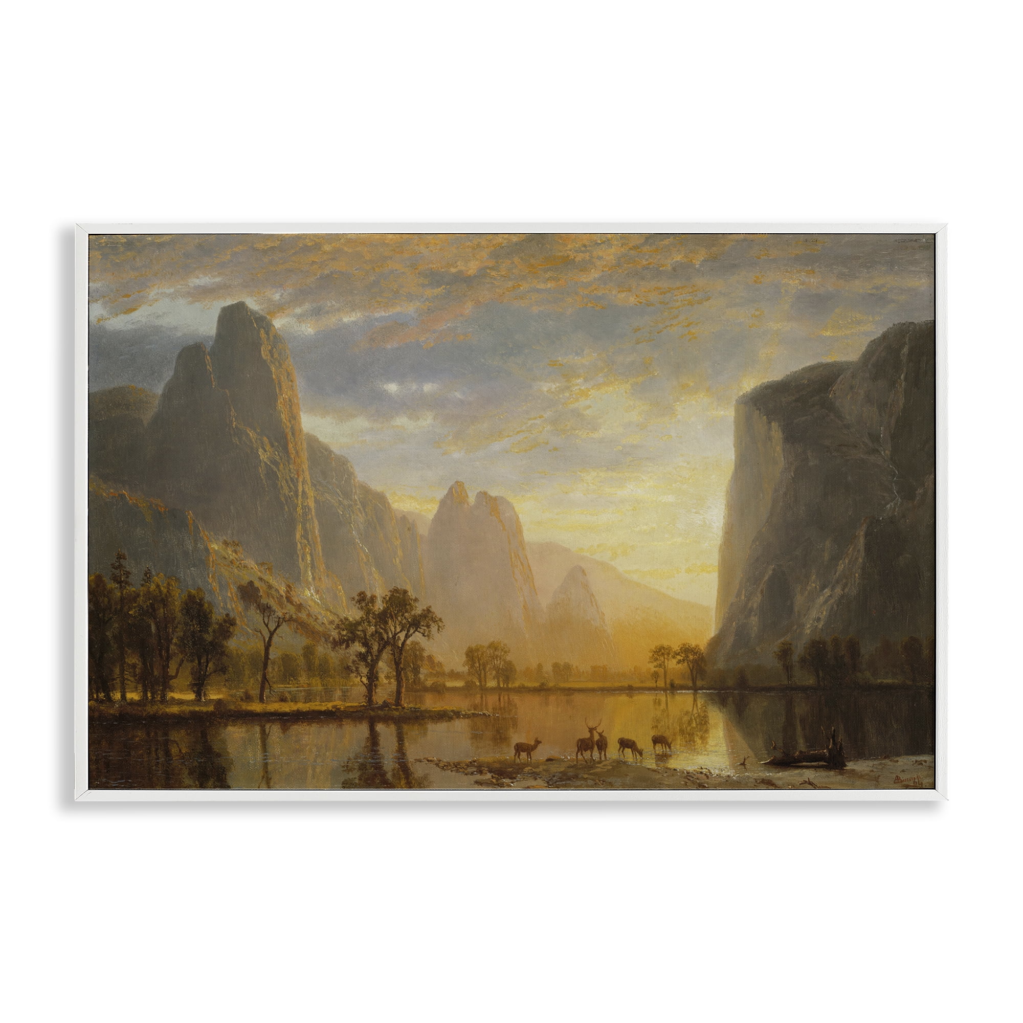 Stupell Industries Classic Bierstadt Yosemite Landscape Landscape & Nature Painting White Framed Art Print Wall Art, 18 x 12