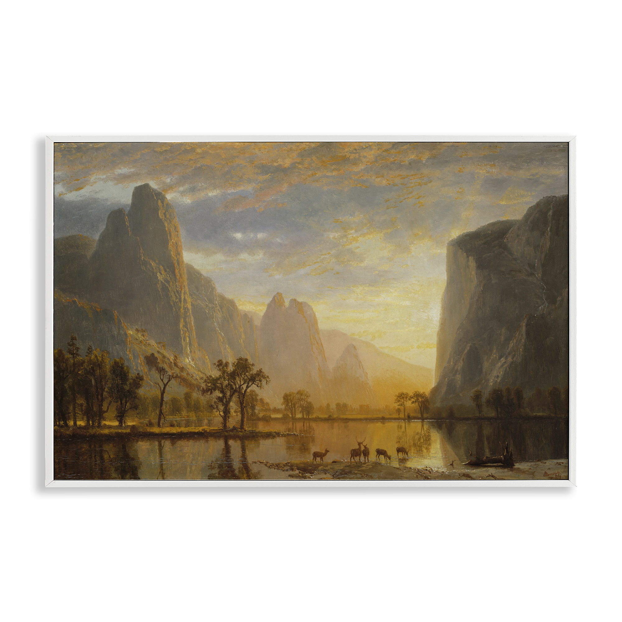 Stupell Industries Classic Bierstadt Yosemite Landscape Landscape & Nature Painting White Framed Art Print Wall Art, 30 x 20