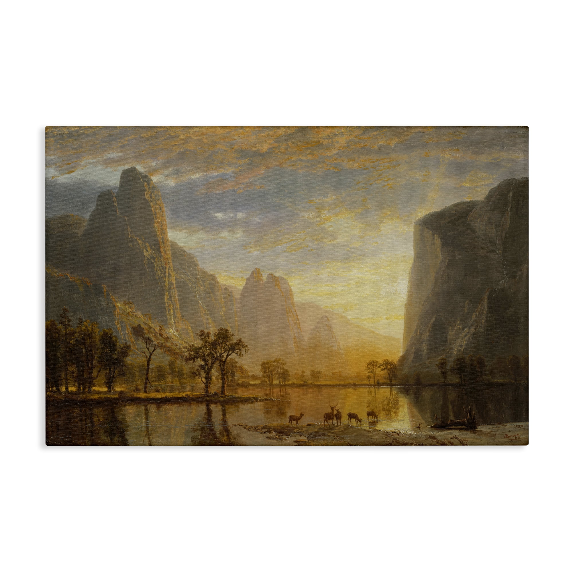 Stupell Industries Classic Bierstadt Yosemite Landscape Landscape & Nature Painting Wrapped Canvas Art Print Wall Art, 24 x 16