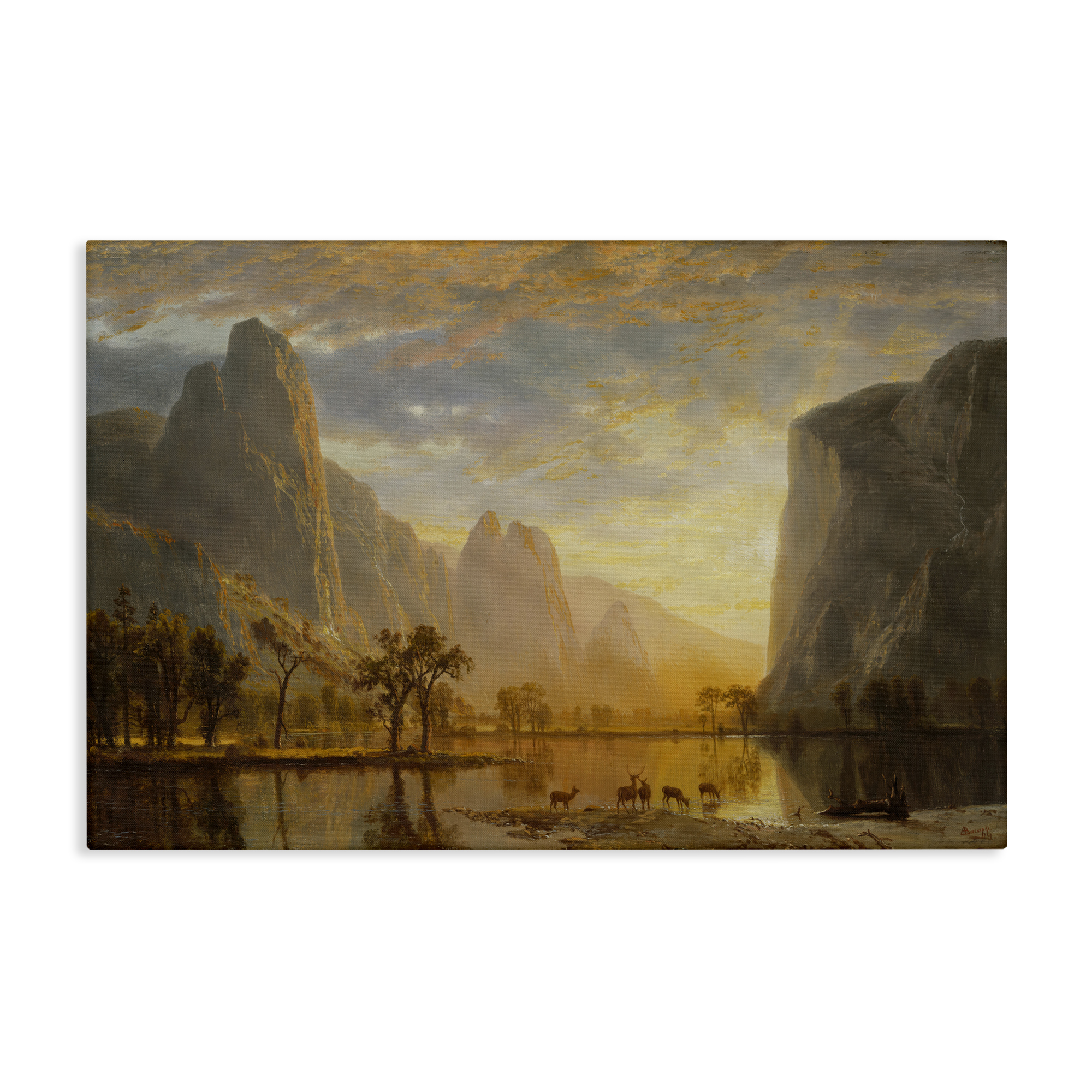 Stupell Industries Classic Bierstadt Yosemite Landscape Landscape & Nature Painting Wrapped Canvas Art Print Wall Art, 45 x 30