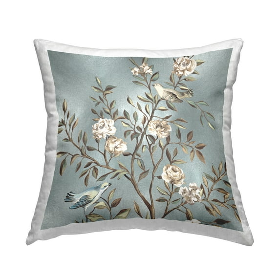 Stupell Industries Classic Birds Perched Nature Printed Throw Pillow Design by Reneé Campbell