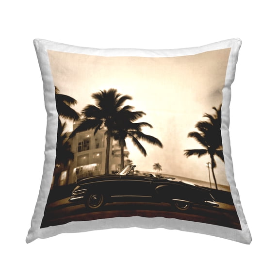 Stupell Industries Classic Black Car & Palms Decorative Printed Throw Pillow Design by Noah Bay.