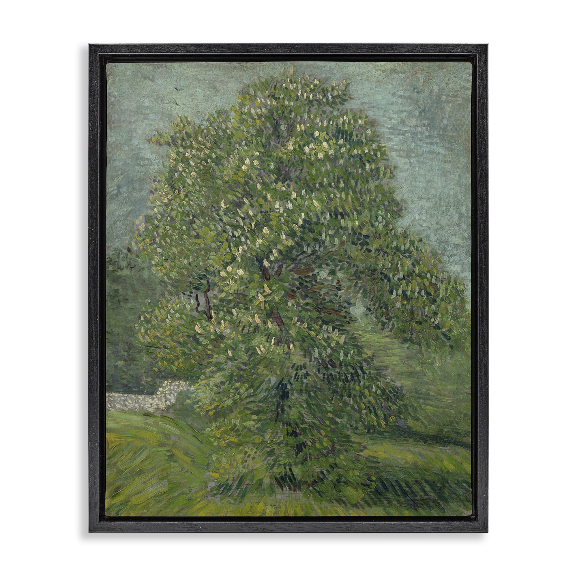 Stupell Industries Classic Blooming Horse Chestnut Landscape & Nature Painting Black Floater Framed Canvas Art Print Wall Art, 25 x 31