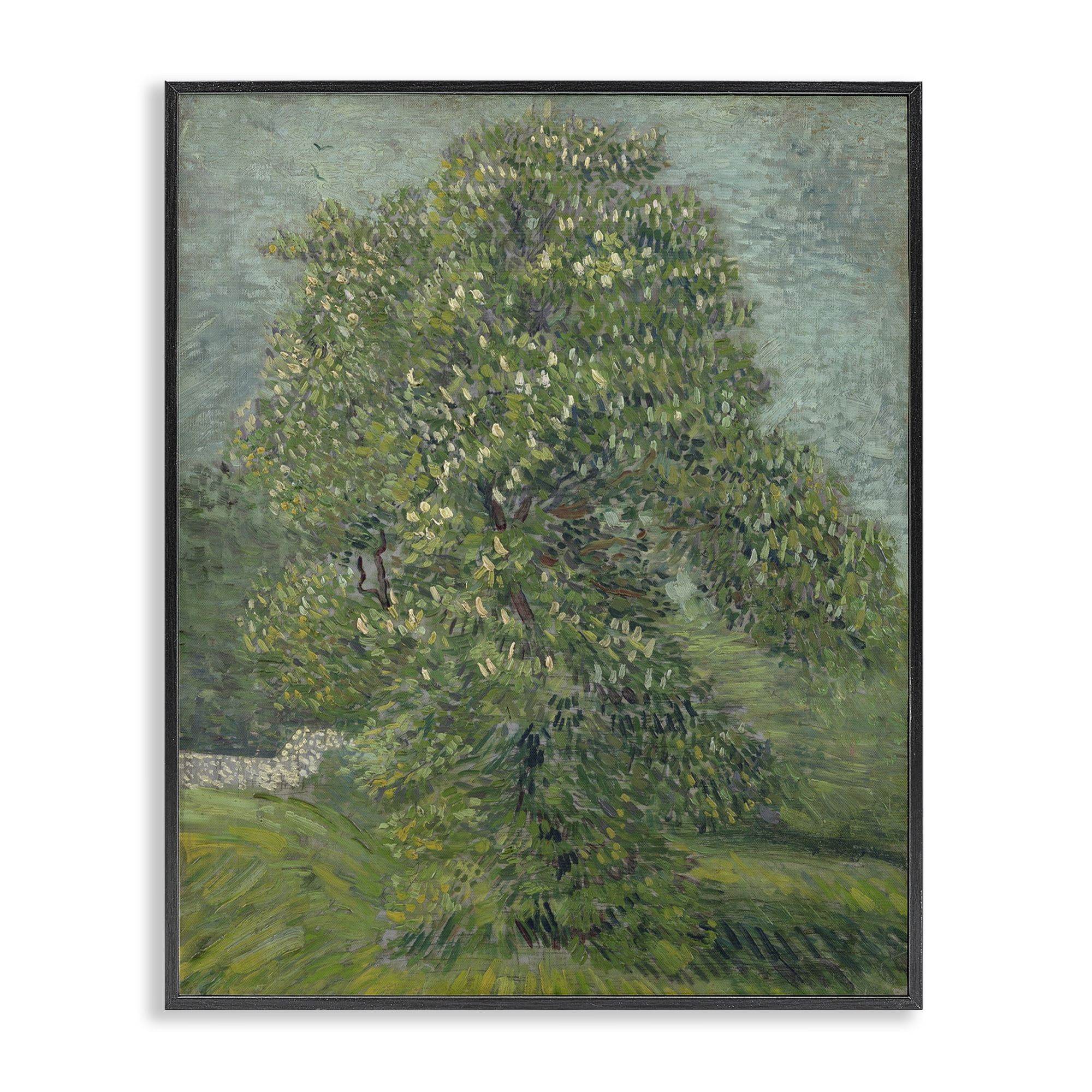 Stupell Industries Classic Blooming Horse Chestnut Landscape & Nature Painting Black Framed Art Print Wall Art, 11 x 14