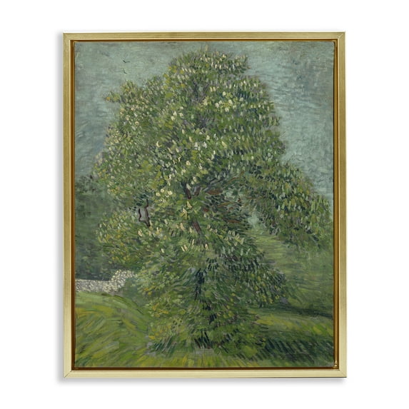 Stupell Industries Classic Blooming Horse Chestnut Landscape & Nature Painting Gold Floater Framed Canvas Art Print Wall Art, 25 x 31