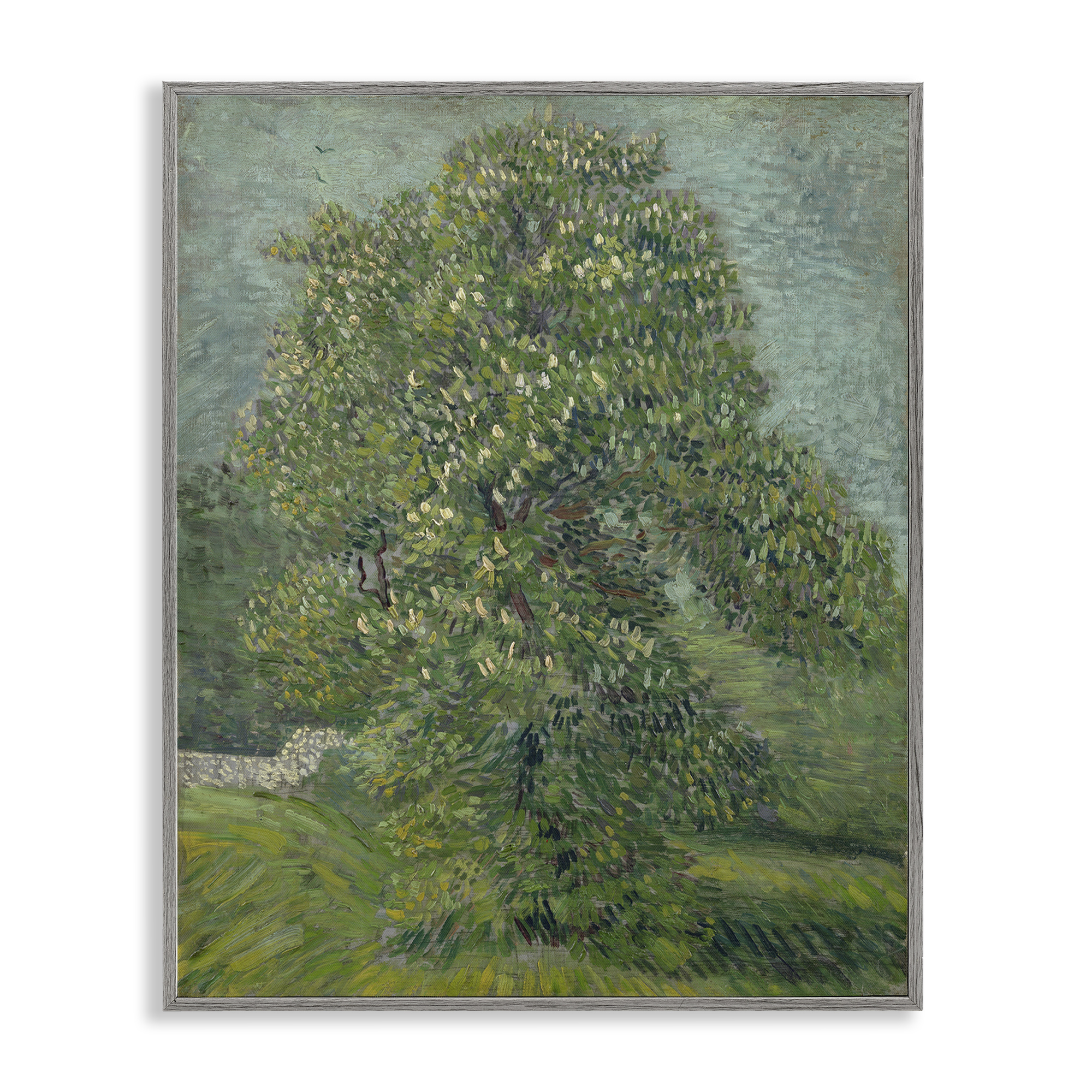 Stupell Industries Classic Blooming Horse Chestnut Landscape & Nature Painting Gray Framed Art Print Wall Art, 16 x 20