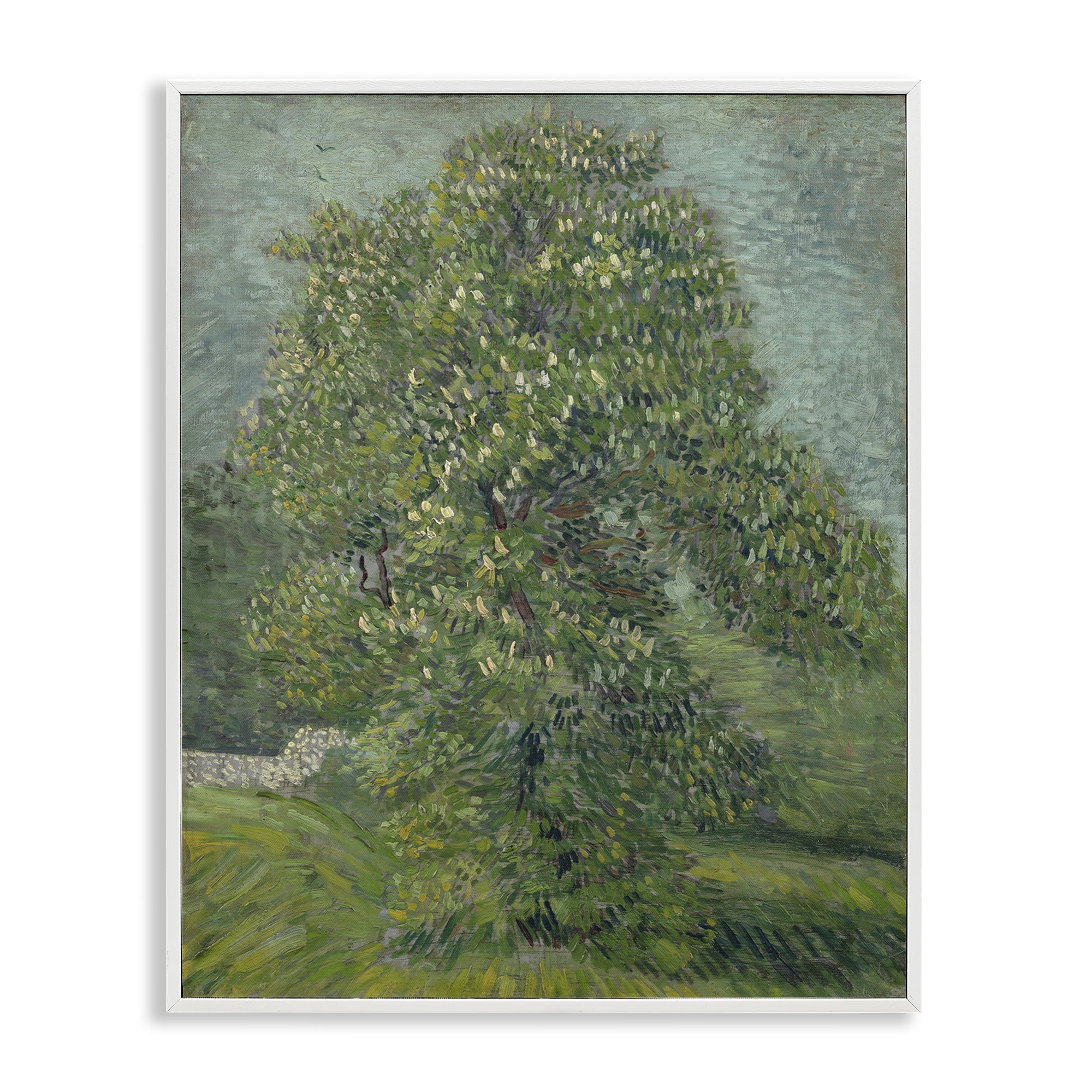 Stupell Industries Classic Blooming Horse Chestnut Landscape & Nature Painting White Framed Art Print Wall Art, 24 x 30