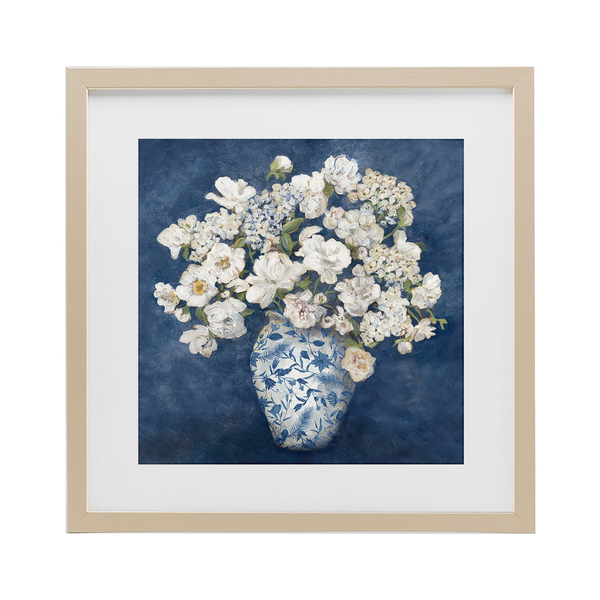 Stupell Industries Classic Blue Chinoiserie Vase Birch Framed Print Under Glass, design by Charlene Olson