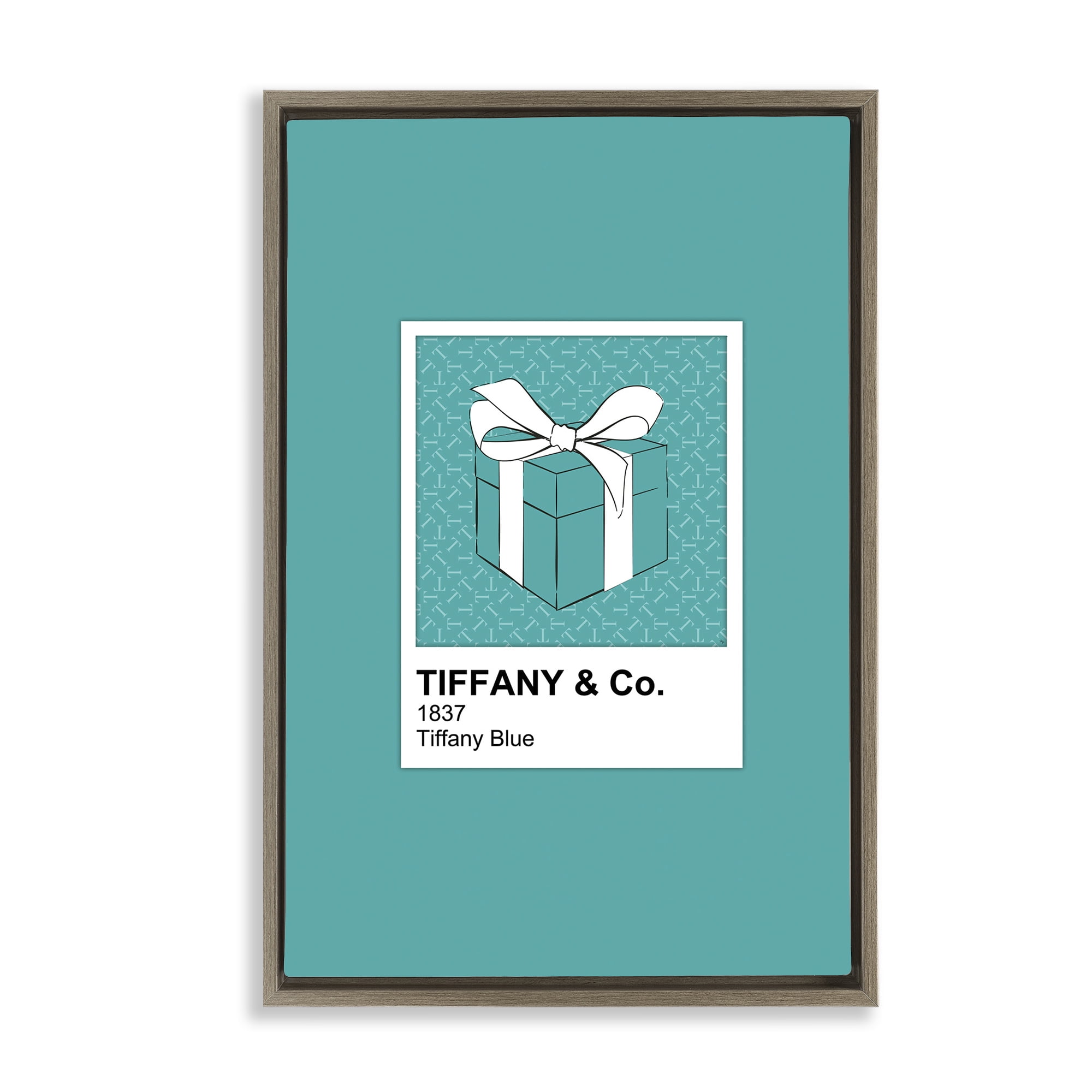 Stupell Industries Classic Blue Jewelry Box Brown Framed Floater Canvas Wall Art, design by Martina Pavlova