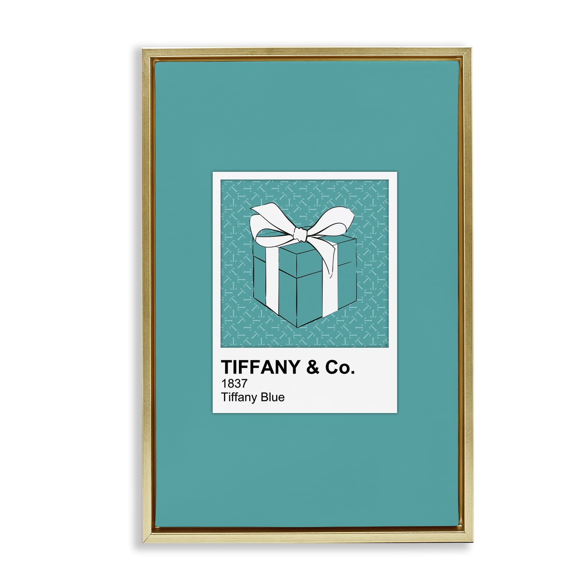 Stupell Industries Classic Blue Jewelry Box Gold Framed Floater Canvas Wall Art, design by Martina Pavlova
