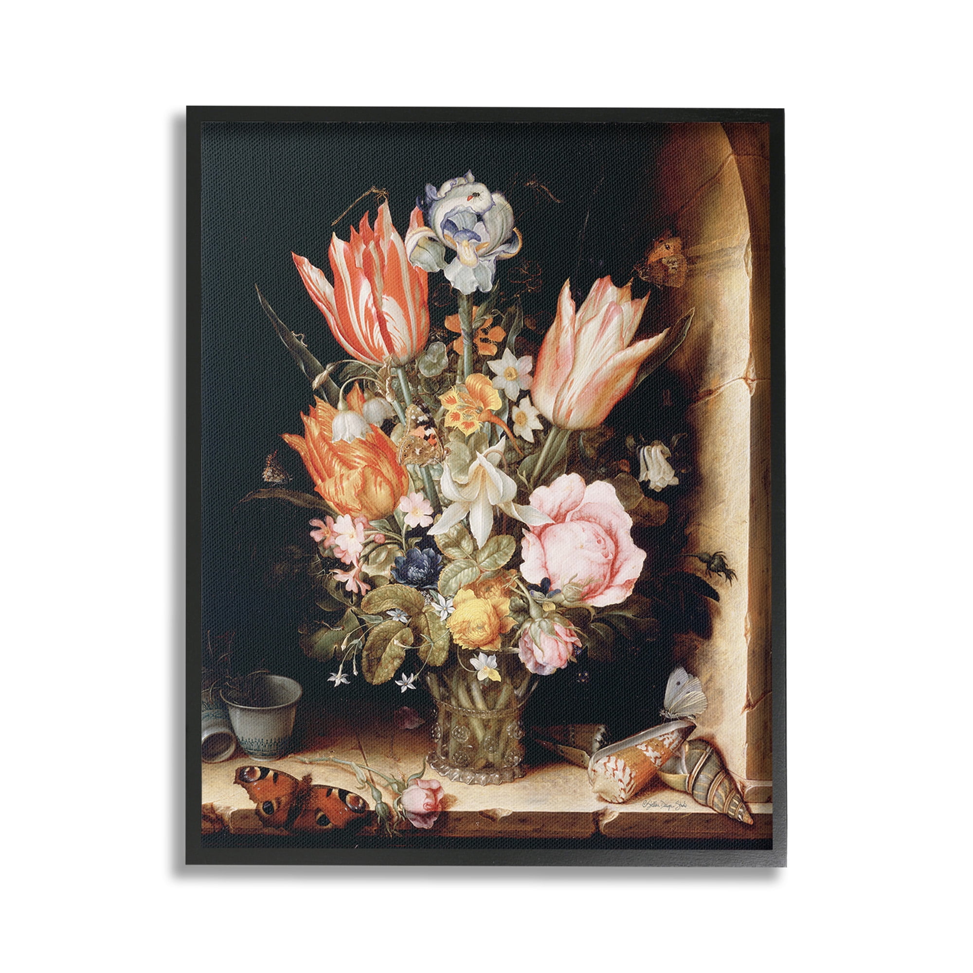 Stupell Industries Classic Bouquet Still Life Botanical & Floral Painting Black Framed Art Print Wall Art, 24 x 30