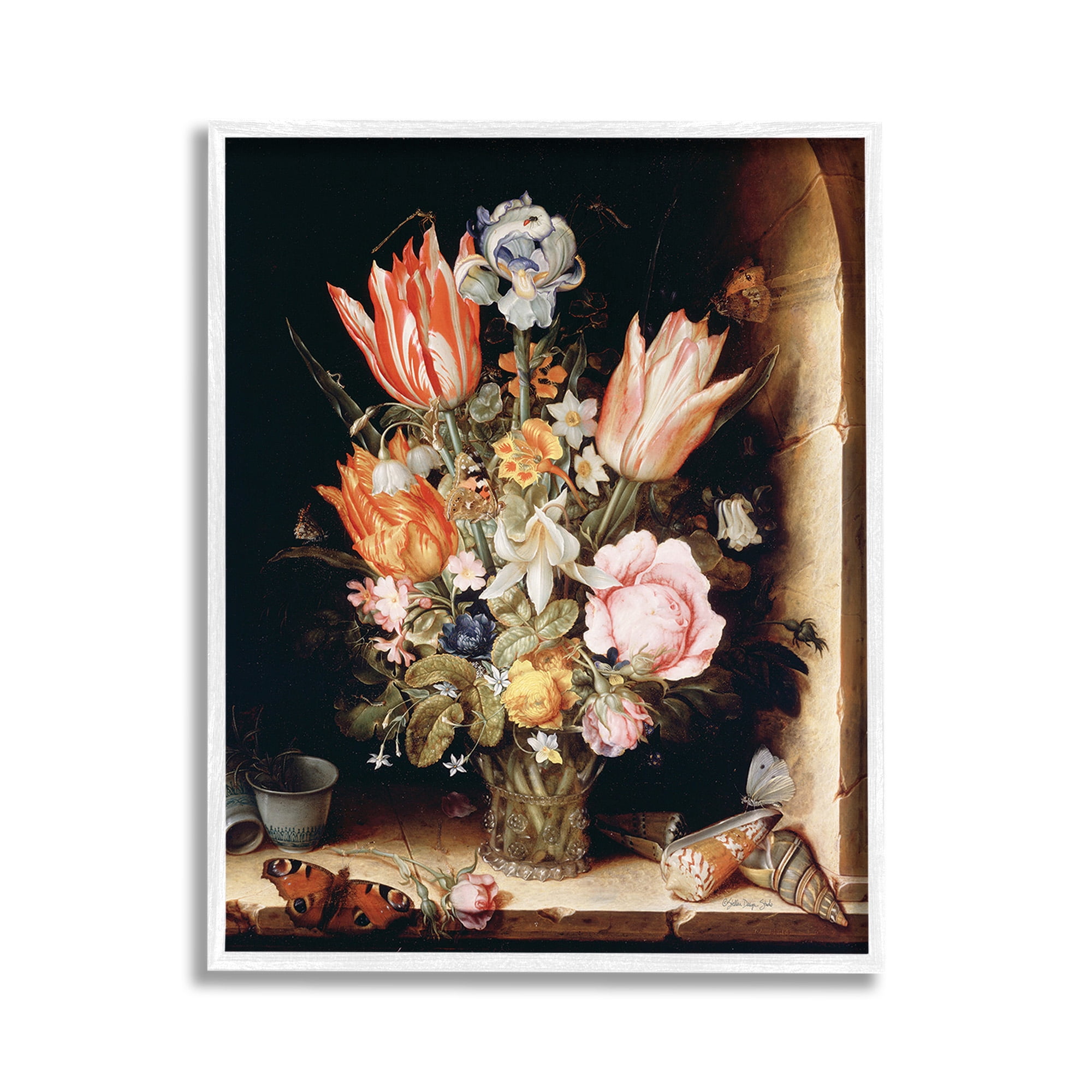 Stupell Industries Classic Bouquet Still Life Botanical & Floral Painting White Framed Art Print Wall Art, 11 x 14